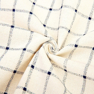 Plaid Fabric Cotton Linen Fabric White Blue Plaid Fabric Fabric for Cloth Bag Curtain Quiltting Upholstery - 1/2 yard f333