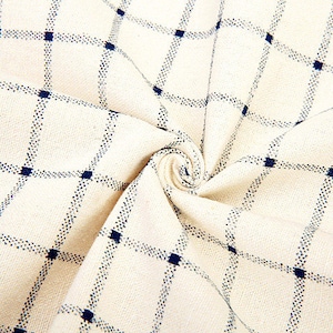 Plaid Fabric Cotton Linen Fabric White Blue Plaid Fabric Fabric for Cloth Bag Curtain Quiltting Upholstery - 1/2 yard f333