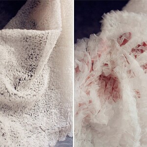 3D Flower Lace Fabric White Lace Fabric Flower Flower Lace Wedding Bridal Dress Gauze Tulle L158 image 8