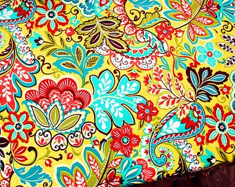 Boho BOHO Style Baumwolle Stoff mit Blumen bestickt, Blumenmuster auf gelber Baumwolle für Vorhang Quilting Dekoration 1/2 Yard f101
