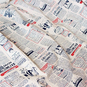 Retro Zeitungsstoff Baumwolle Leinen Stoff Vintage französischer Zeitungsstoff Vorhang Quilting Bag Home Decor Fabric- 1/2 yard f41a