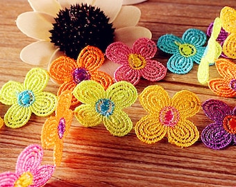 2 yards Flower Lace Trim Colorful Floral Lace 23mm Lace Flower Trim Sewing Crafts Baby Scrapbooking r62