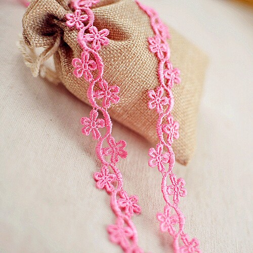 2yards Flower Trim Cotton Lace Trim 1.5cm Embroidered Pink Etsy