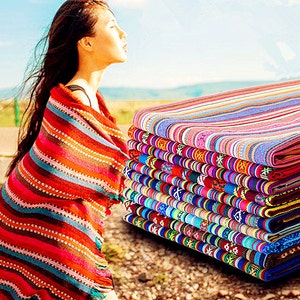 Colorful Stripe Cotton Fabric BOHO Style Striped Fabric for Bag Chair Curtain Quiltting Upholstery Home Decor 1/2 yard f168a