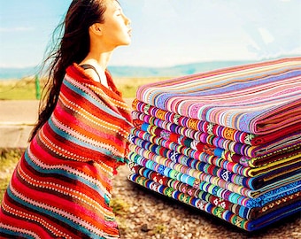 Colorful Stripe Cotton Fabric BOHO Style Striped Fabric for Bag Chair Curtain Quiltting Upholstery Home Decor 1/2 yard f168a