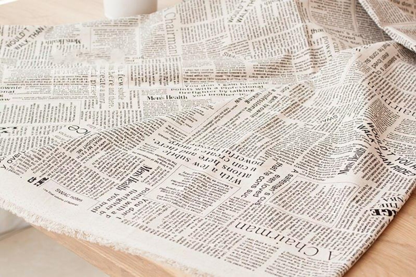 Vintage Newspaper Fabric Cotton Linen Fabric Retro English Etsy