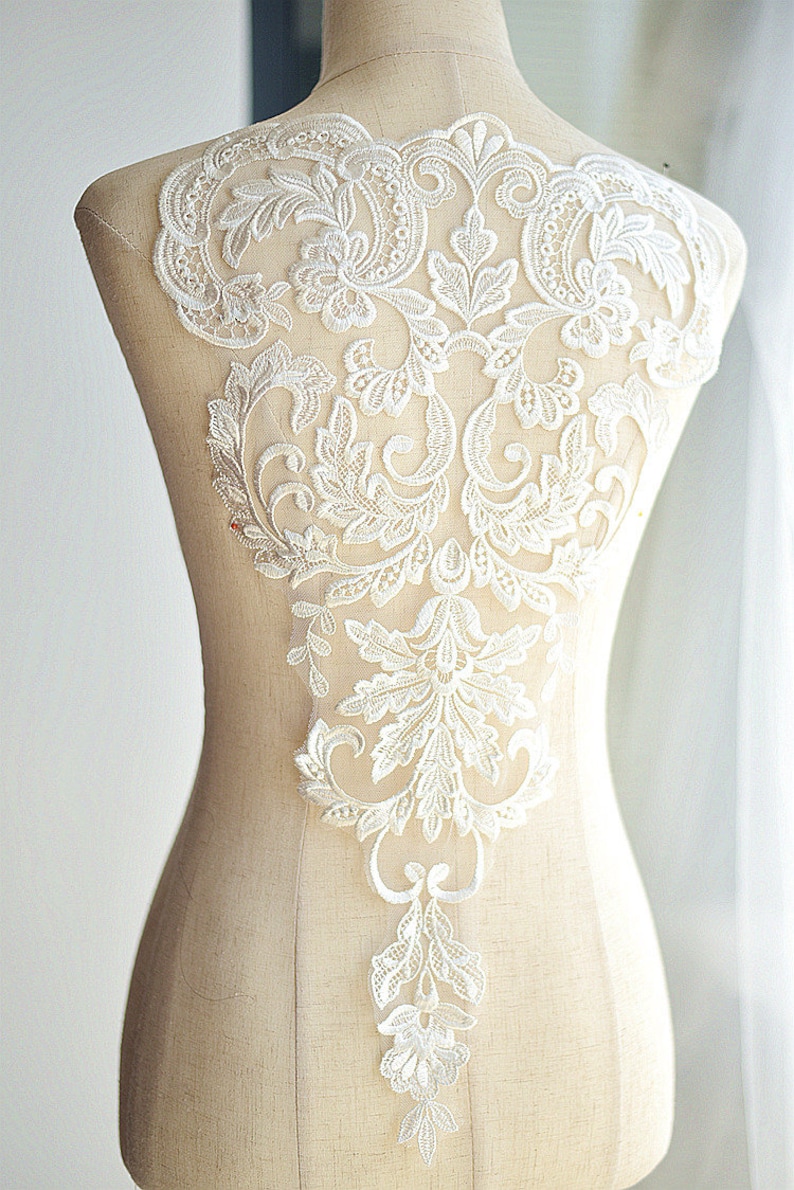 Floral Lace Applique off White Flower Fabric Lace Applique Etsy