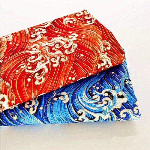Japanese Kimono Fabric the Great Wave off Kanagawa Cotton Etsy