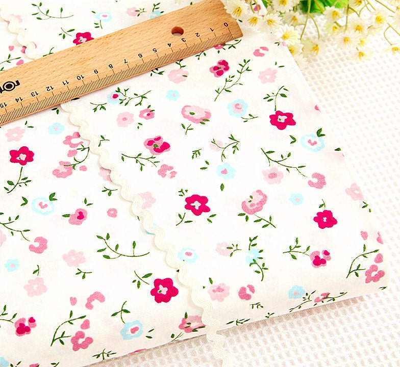 Small Florals Cotton Fabric Shabby Chic Garden Flower on Pink | Etsy