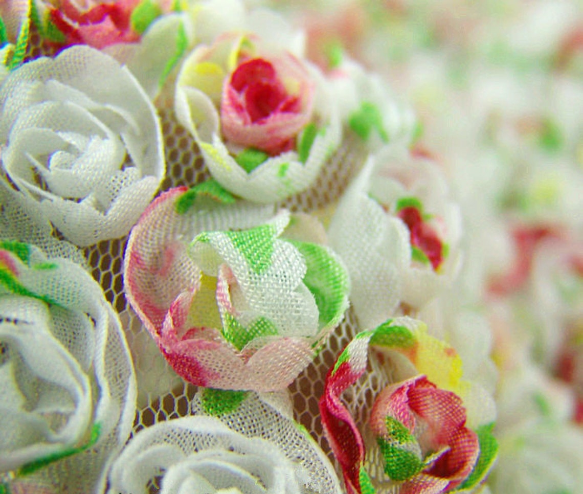 Colorful Rose Flower Lace Fabric 3D Flower Lace Chiffon Etsy