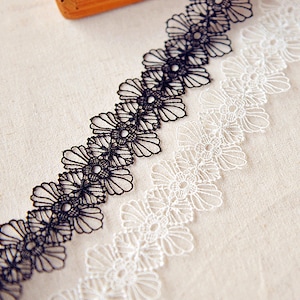 1 yard Black Lace Trim Large Flower Lace Trim 4cm White Lace Trim Cotton Lace Ribbon Sewing Crafts r121 image 3