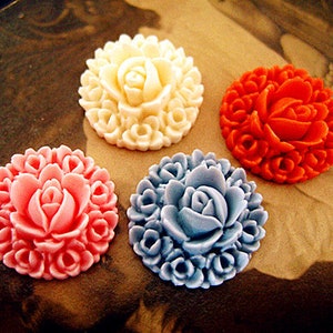 19 Stück runde Blumen Cabochons 20mm bunte Harz Blumen Cameo flache Rückseite rf61