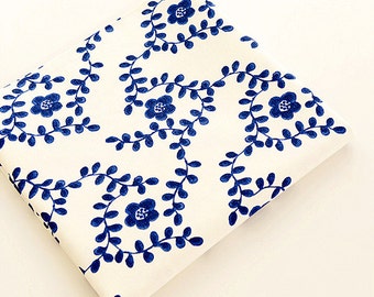 Kinesisk stil bomullslinnetyg blått och vitt porslinsblomtyg för tyggardinquiltning bordslöpare klädsel 1/2 yard f231