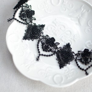 Nuovo pizzo a forma di cuore con pizzo floreale in stile vittoriano, pizzo a forma di cuore nero, per collana, bambola, abito, cucito, artigianato r265