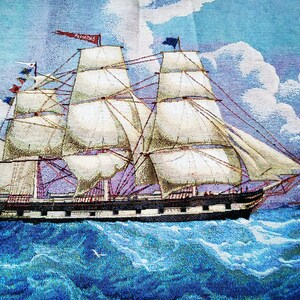 Vintage Voyage Navigation Sailing Fabric Len Cotton Fabric Pillow Cushion Bag Panel Fabric, One Panel 19&quot;x 19&quot; (50 cm X 50 cm) h45a