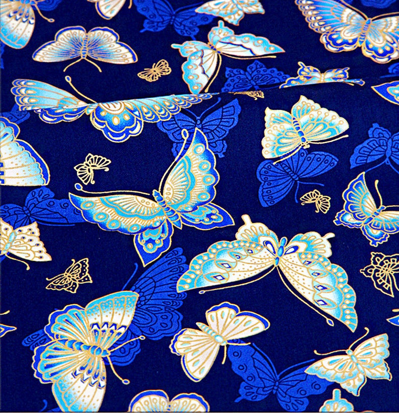 Butterfly Cotton Linen Fabric Japanese Kimono Fabric Etsy