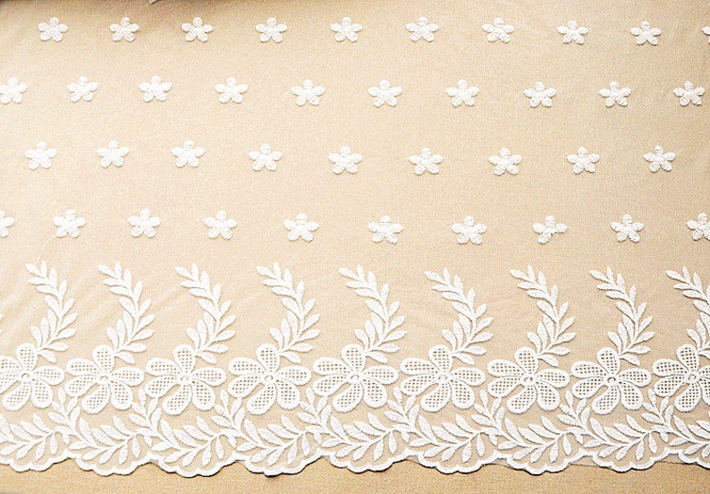 12 yard White Floral Lace Fabric Embroidery White Lace Flower Netting Tulle Wedding Bridal Lace For Cloth Dress Gauze L113