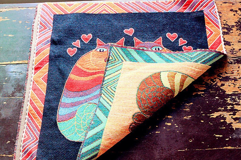 Cat Fabric Linen Cotton Fabric Cats Lover Fabric Pillow Etsy
