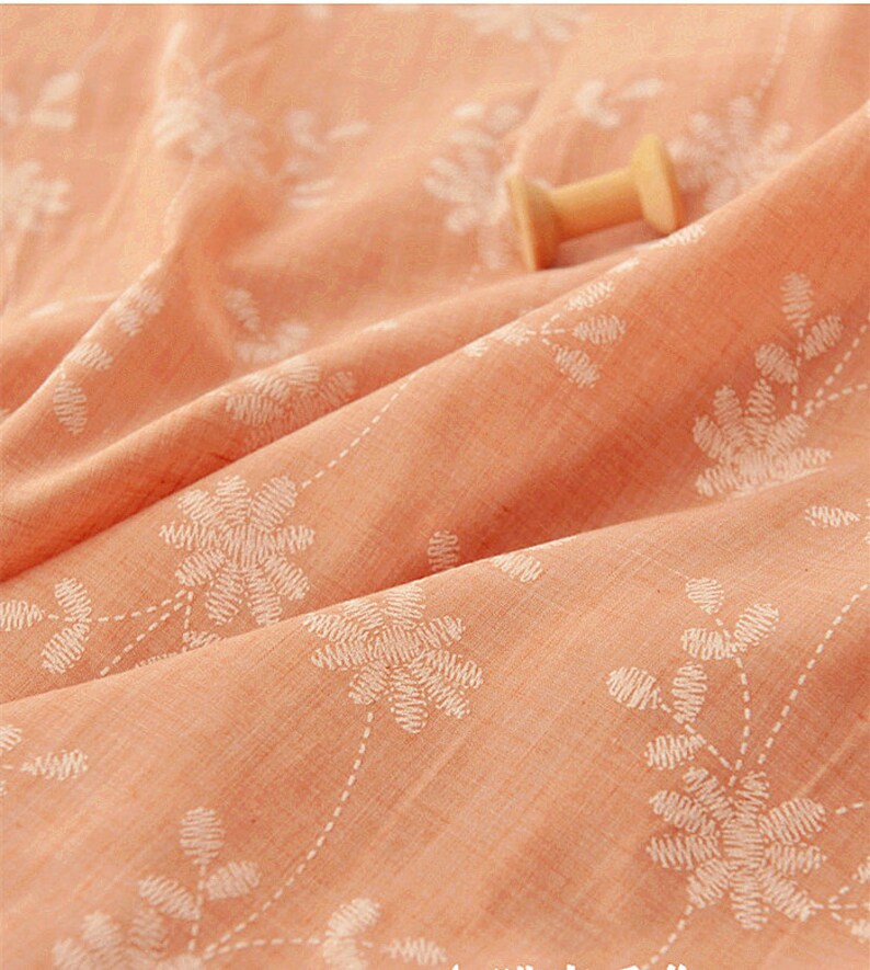 Cotton Fabric Embroidered Flower Fabric Shabby Chic White Floral on Pink Blue Fabric for Cloth Curtain 12 yard f230