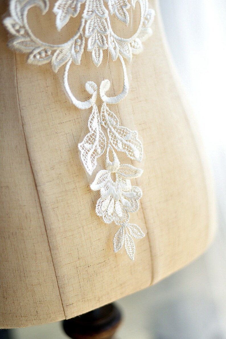 Floral Lace Applique off White Flower Fabric Lace Applique Etsy