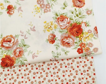 Large Flower Cotton Fabric, Rose Florals Cotton Fabric Peony Fabric Baby Cotton For Cloth Bag Curtain Quilt - 1/2 yard f456