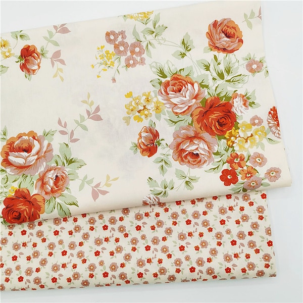 Large Flower Cotton Fabric, Rose Florals Cotton Fabric Peony Fabric Baby Cotton For Cloth Bag Curtain Quilt - 1/2 yard f456