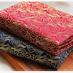 Tessuto kimono in stile giapponese, nuvola su tessuto di cotone blu navy rosso per trapunta in stoffa, arredamento per la casa, 1/2 iarda f404
