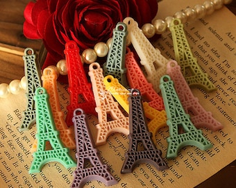 30pcs Colorful Resin Eiffel Tower Cabochons 44mm Resin Paris Tower Cameo Flat Back rf50