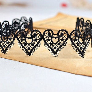 Heart Lace Trim Black White Love Heart Floral Lace Trim For Necklace Dress Sewing Crafts r236