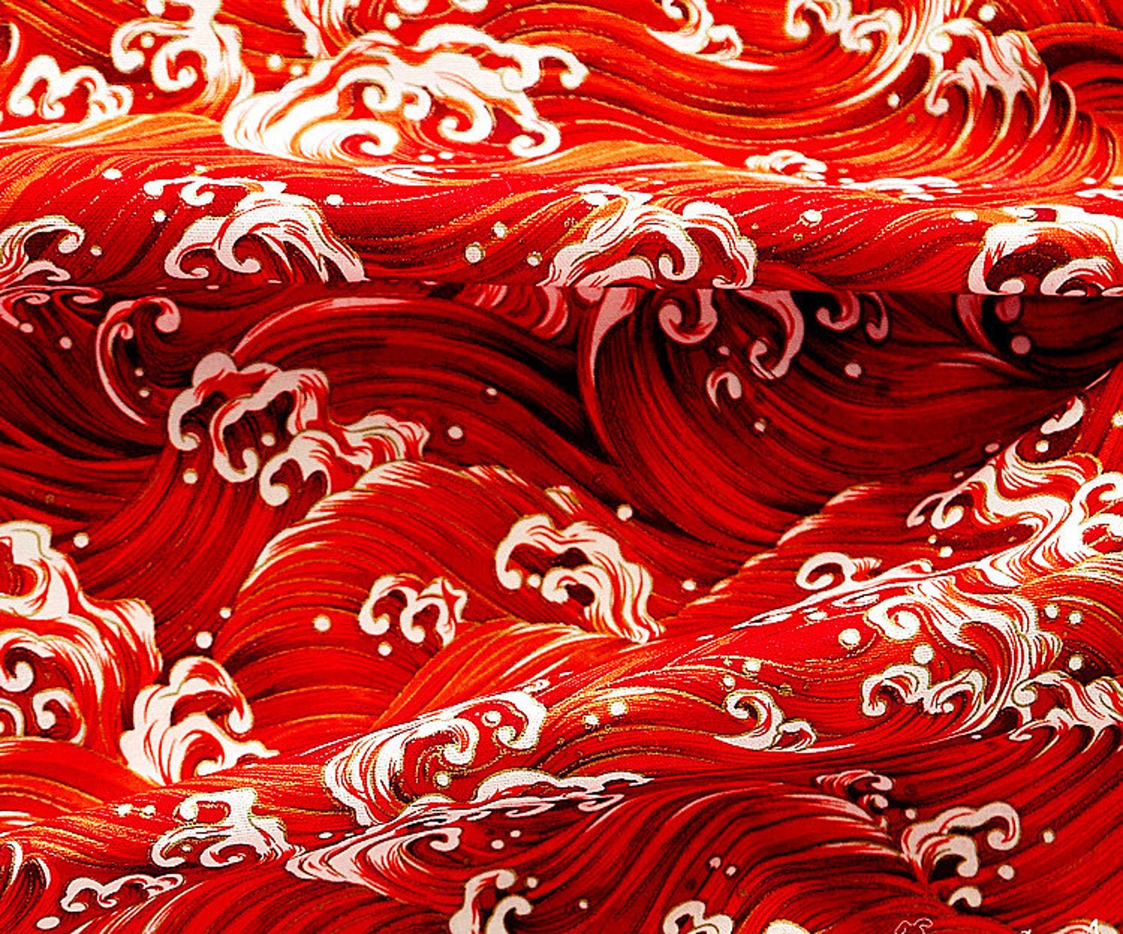 Japanese Kimono Fabric the Great Wave off Kanagawa Cotton Etsy