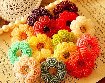 19 pcs Grandes Fleurs Cabochons 30 mm En Gros Fleurs En Résine Colorée Rondes Camée Dos Plat rf34