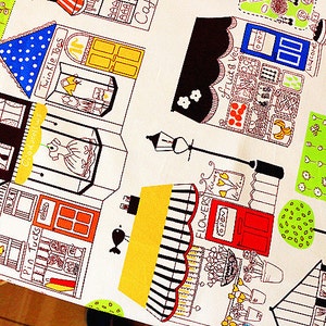 Kid Fabric Cotton Linen Fabric Street Scene Of Small Town Fabric for Cloth Curtain Quiltting 1/2 yard f236 image 1