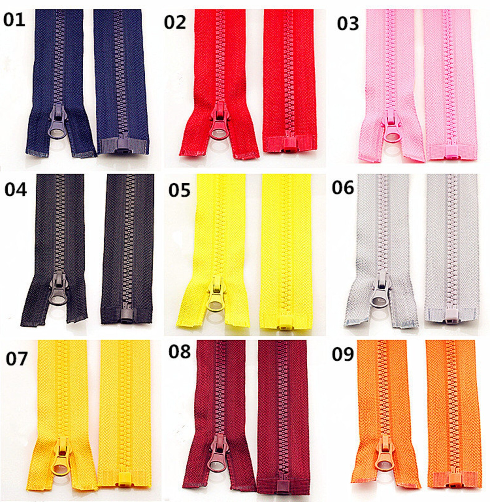 27 inches Molded Plastic Zippers Colorful Separating Zippers Etsy