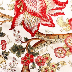 Large Peony on Fabric Cotton Linen Fabric Shabby Chic Floral Fabric,Red Peony Fabric Home Decor Curtain Quiltting - 1/2 yard h29a
