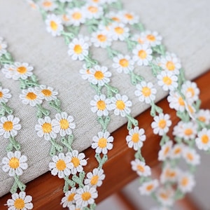 Nastro in pizzo con margherite e fiori, in cotone, da 15 mm, piccolo, floreale, per matrimoni, cucito e artigianato r274 (1 iarda)