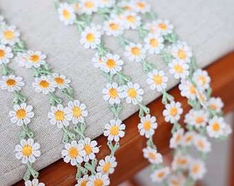 Daisy Flower Lace Trim Cotton Lace Trim 15mm Small Floral Trim  Wedding Trim Ribbon Sewing Crafts r274 (1 yard)