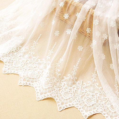 Flowers Lace Fabric White Flower Embroidered Wedding Bridal Etsy