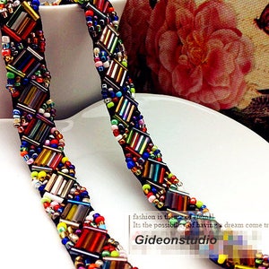 1 yard Glass Beaded Trim Colorful Tube Beads Trim Ribbon Wedding Applique For Bridal Scrapbooks Home Decor Sewing Crafts r193