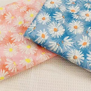 Daisy Flower Cotton Fabric, White Daisy Cotton Baby Cotton Shabby Chic Cotton Fabric For Cloth Bag Curtain Quiltting - 1/2 yard f481