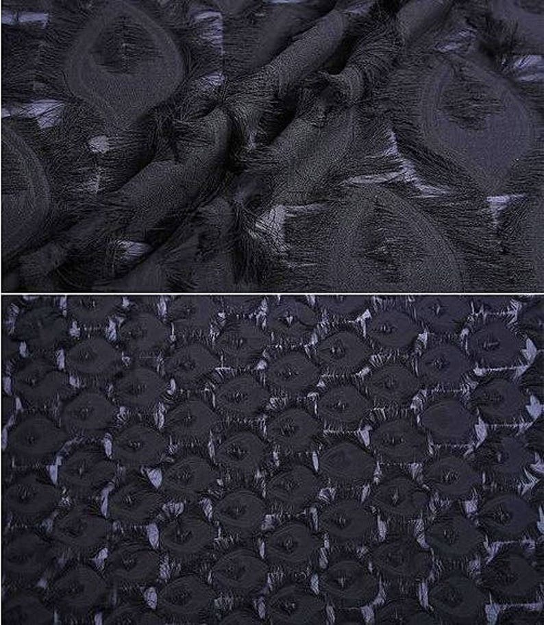 Feather Fabric Black White Feather Tassels Jacquard Fabric For Cloth Skirt Dress L162 image 5