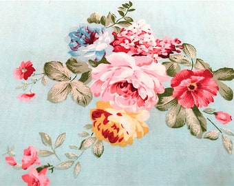 Retro Floral Cotton Fabric, Baby Cotton Shabby Chic Flower Cotton Fabric For Cloth Bag Curtain Quiltting - 1/2 yard f425a