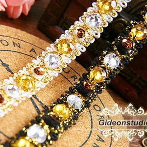 1 yard Corlorful Beaded Pearl Trim Crystal Rhinestone Trim Ribbon Wedding Applique For Bridal Scrapbooks Home Decor Sewing Crafts r189