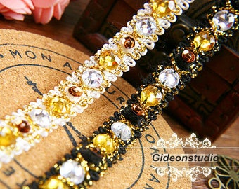 1 yard Corlorful Beaded Pearl Trim Crystal Rhinestone Trim Ribbon Wedding Applique For Bridal Scrapbooks Home Decor Sewing Crafts r189