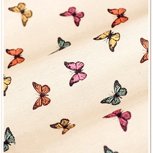 Butterflies Fabric Linen Cotton Fabric Colorful Butterfly Fabric For Cloth Bag Quilt Table Runner Home Decor - 1/2 yard f27