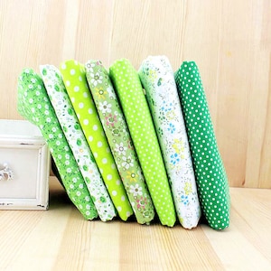 Frühlingsgrüner Stoff Grünes Bundle Blumen Stoff Baumwolle Stoffsets für je 7 Stück für Quilting Stofftasche 50 x 50 cm bf14