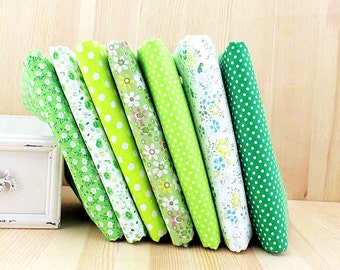 Spring Green Fabric Green Bundle Flowers Fabric Cotton Fabric Sets for 7 each for Quilting Cloth Bag 50X50cm bf14
