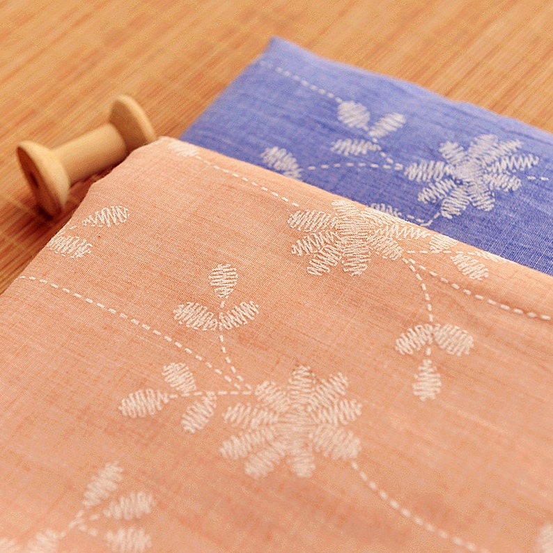 Cotton Fabric Embroidered Flower Fabric Shabby Chic White Floral on Pink Blue Fabric for Cloth Curtain 12 yard f230