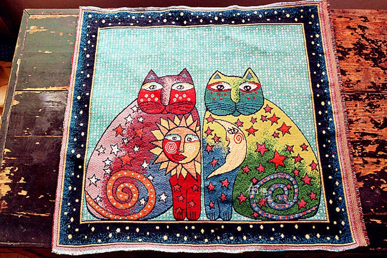 Cute Cat Fabric Linen Cotton Fabric Cats Lover Fabric Pillow Etsy