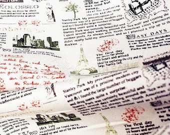 Vintage Newspaper Fabric Cotton Linen Fabric Vintage Paris Linen Fabric Retro Fabric for Cloth Curtain Quiltting - 1/2 yard h41