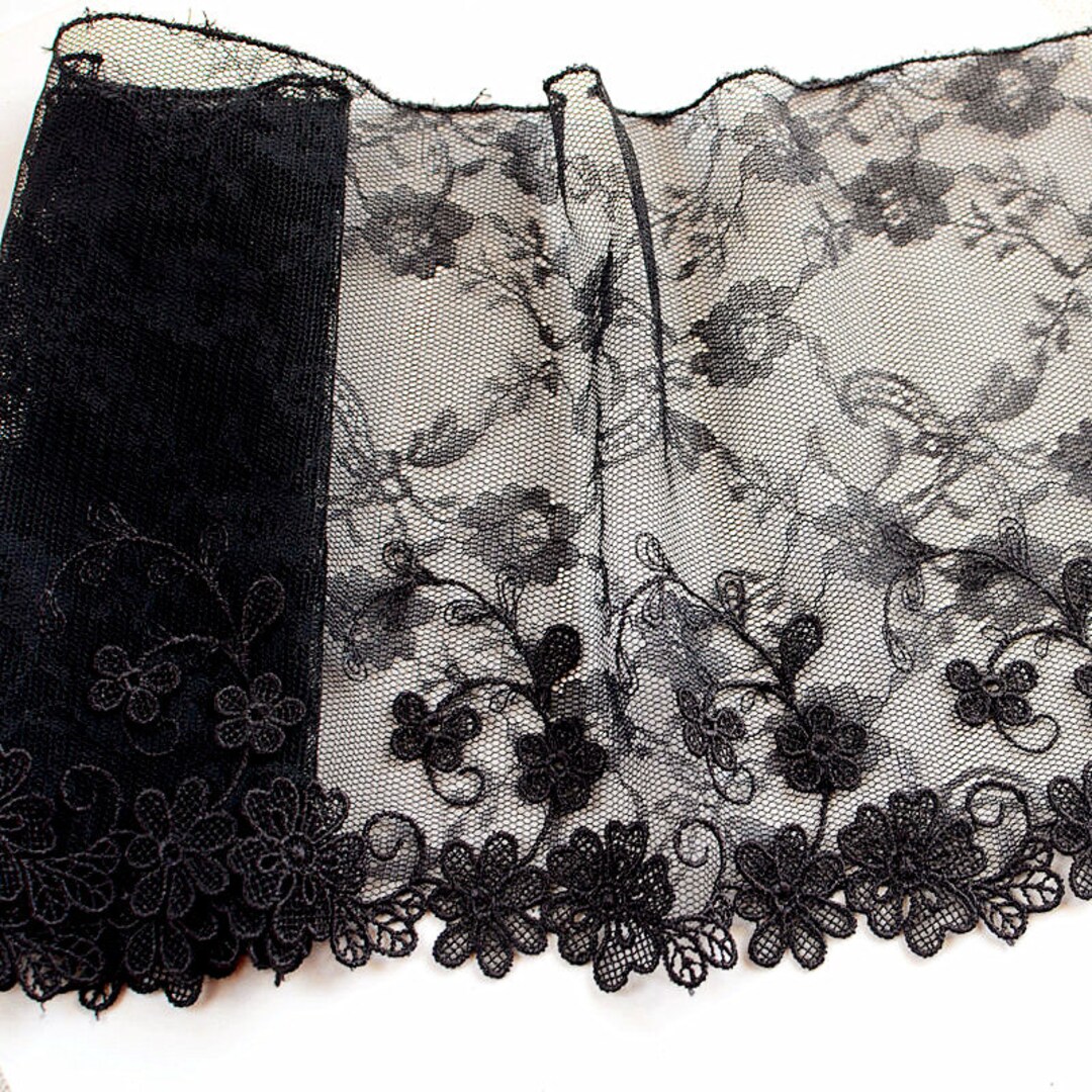 Embroidery Black Lace Trim Flower Lace Trim Bridal Lace Width - Etsy